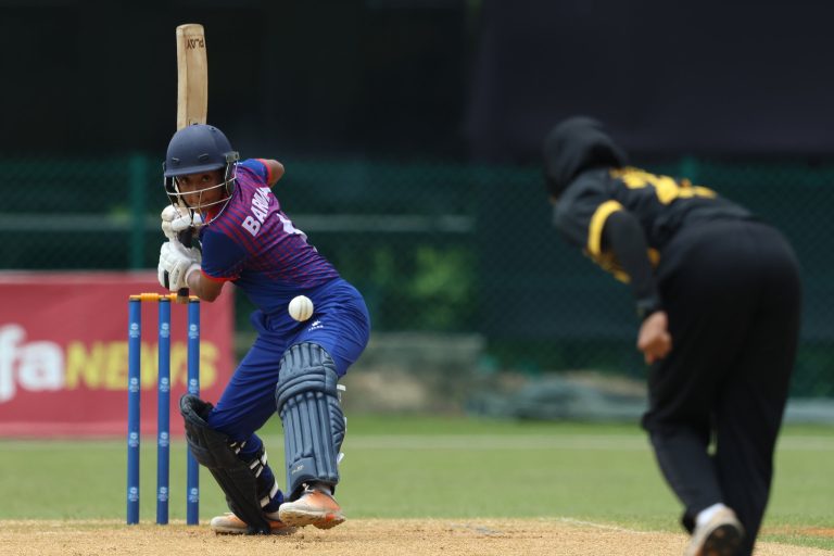 Apsari Begam batting against Malaysia