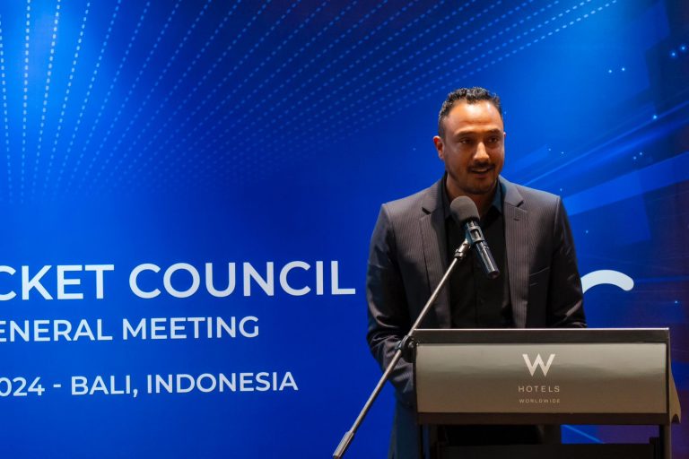 Paras Khadka giving speech in ACC meting