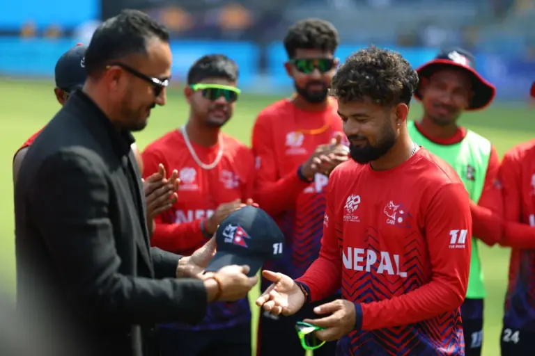 Sher Malla made his debut against England, England vs Nepal, T20 World Cup, Mumbai, February 8, 2026. Photo: ICC/Getty Images