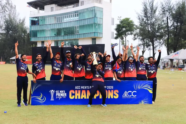 Nepal qualified for the 2027 Asia Cup after defeating UAE by 44 runs to win the ACC Men’s Premier Cup in Kuala Lumpur. Photo: Peter Lim/ACC