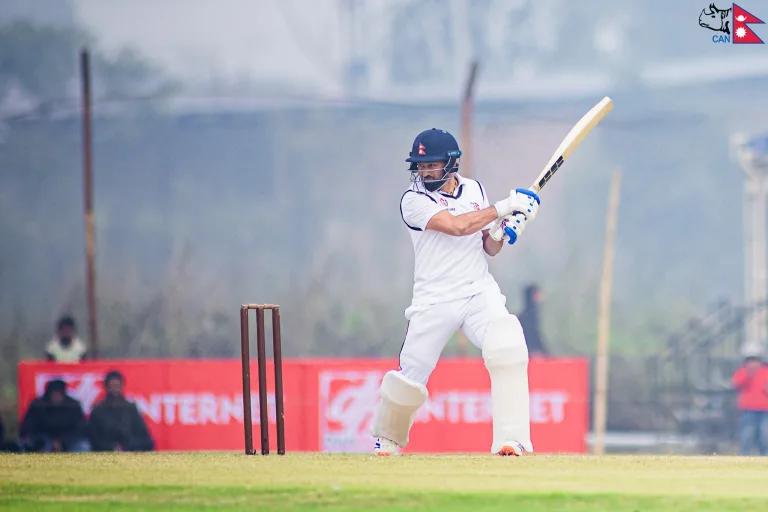 Binod Bhandari batting
