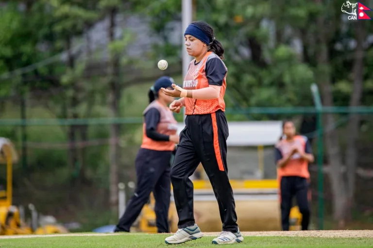 Karuna Bhandari with a ball