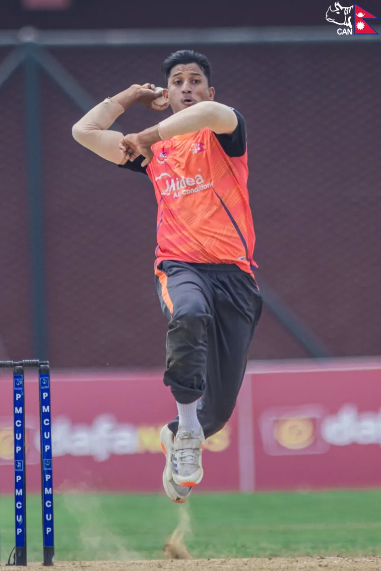 Kishore Mahato bowls