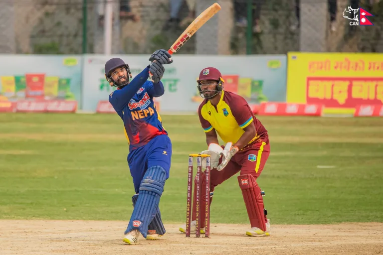 Nepal's Anil Sah bats against West Indies A