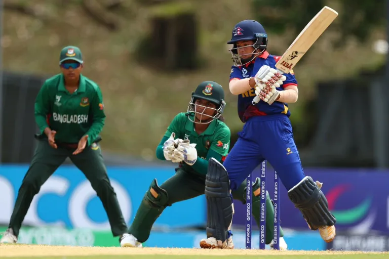 Sony Pakhrin bats against Bangladesh Women's U19 team
