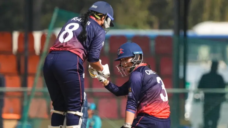 Rubina Chhetry and Sita Magar produced a stunning fightback against Netherlands but still fell short. Photo: CAN