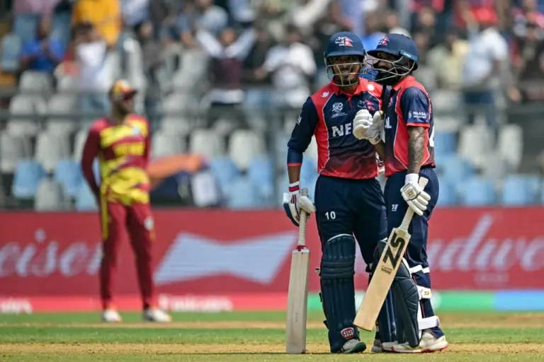 Dipendra Singh Airee scored a fifty to lift Nepal, Nepal vs West Indies, T20 World Cup, Mumbai, February 15, 2026. Photo: Getty Images