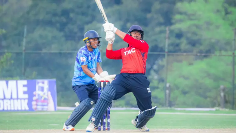 Kushal Malla's brilliant unbeaten 90 guided Tribhuvan Army Club to a dramatic three-wicket win over Bagmati Province in Match 18 of the PM Cup. Photo: CAN