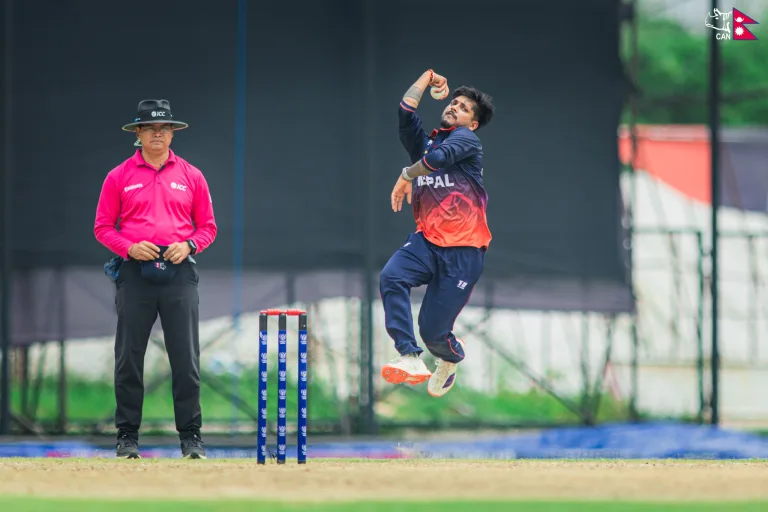 Sandeep Lamichhane bowling